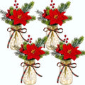 4 Sets Christmas Mason Jar Centerpiece with LED Lights by Tianxunewtig