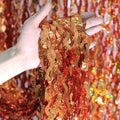 4 Pack 3.3x6.6ft Wavy Orange Foil Fringe Backdrop Curtains -Tinsel Streamers Metallic Foil Fringe Backdrop Door for Halloween, Graduation,Baby Shower,Gender Reveal by CYLMFC