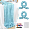 Baby Blue Cheesecloth Table Runner 2 Pack 35" Boho Gauze Cheese Cloth 120 inches Long Rustic Sheer Fabric Bulk for Baby Shower Wedding Bridal Birthday Party Table Decorations by Waligoy