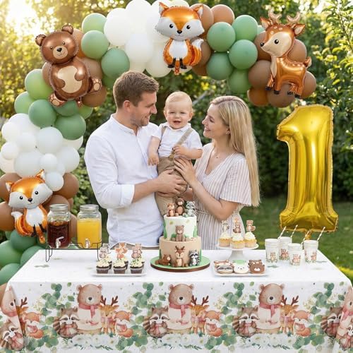 3 Pack Plastic Safari Baby Shower Tablecloth, Woodland Forest Party Supply - Image 7