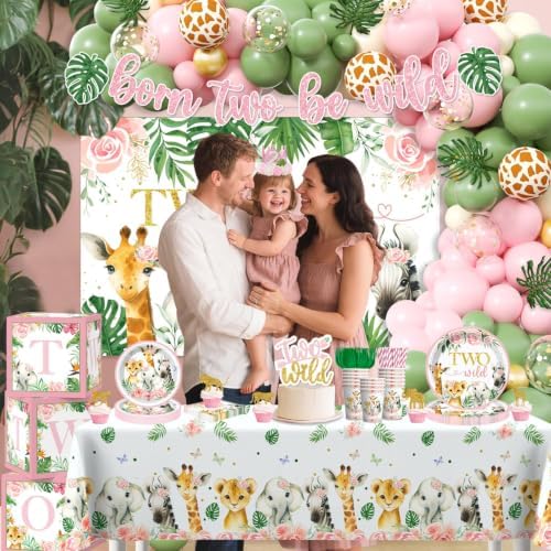 Two Wild Birthday Decorations Girl Safari Animal Jungle Theme 2nd Party - Image 6