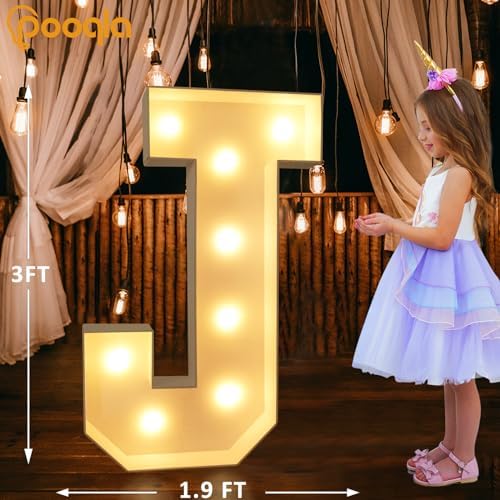 Pooqla 3 FT Marquee Letters, Light Up Letter J, Cool White and Warm White - Image 5
