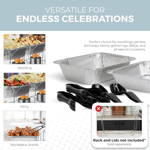 Alpha Living 6 Pack Refill Kit - Disposable Chafing Dish Buffet Set, Welded Body Food Warmers for Parties, Fuel Cans, Half Size Pans, Warming Trays - Image 5