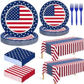122 PCS American Flag Paper Plates and Napkins, Patriotic Party Tableware by QZYL