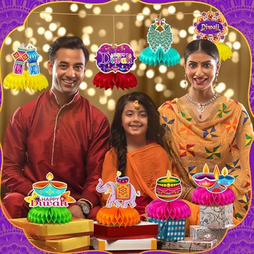 JULMELON 8 Pcs Diwali Honeycomb Centerpieces for Tables Party Decorations - Image 5