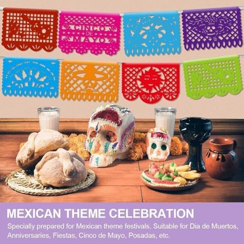 Asoulin 6 PCS Papel Picado Dia De Los Muertos, Mexican Party Decorations - Image 5