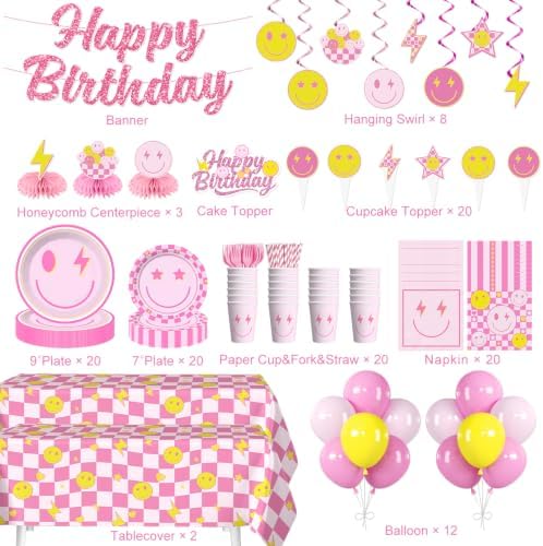 Smiley Face Birthday Decorations, Serves 20 Guests - Image 2