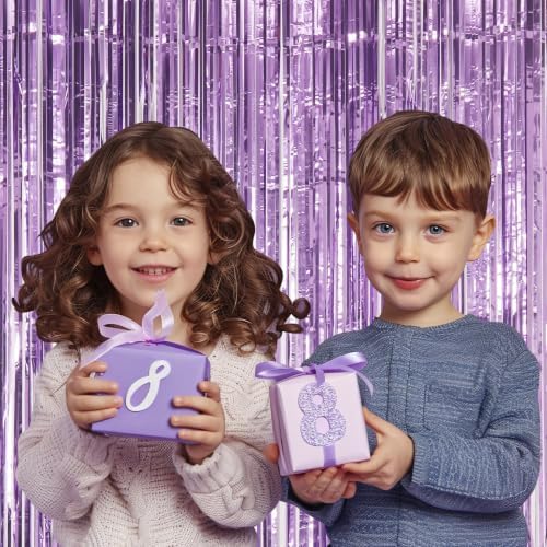 10 Pack Light Purple Foil Curtain Backdrop 3.2ft x 9.8ft Metallic Tinsel Foil Fringe Curtains Streamer Photo Booth Backdrop for Birthday Party Halloween Christmas New Year Party Supply - Image 6