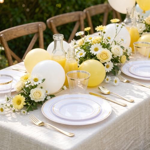 WELLIFE 450 PCS Gold Plastic Plates Set, Gold Dinnerware Set - Image 4