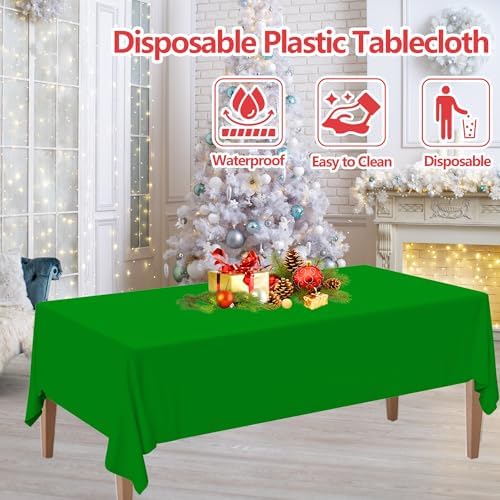 12 Pack Christmas Plastic Tablecloths, Red White Green - Image 3