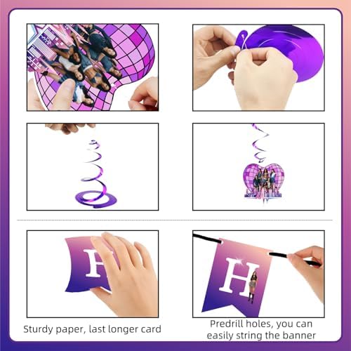 Birthday Party Decorations Singer Themed Party Supplies Set with Happy Birthday Banner, Balloons, Hanging Swirls Cake Toppers and Cupcake Toppers for Fans Birthday Party - Image 4