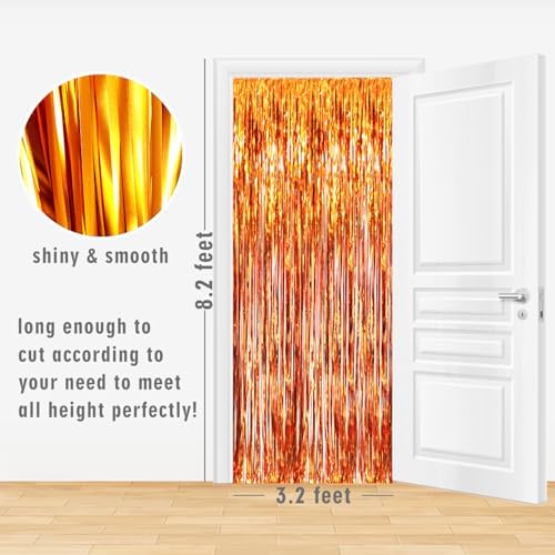 GOER 3.2 ft x 8.2 ft Metallic Tinsel Foil Fringe Curtains Party Photo Backdrop Party Streamers for Birthday,Graduation,New Year Eve Decorations Wedding Decor (Orange,1 Pack) - Image 7