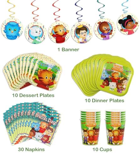 Daniel Tiger's Neighborhood Party-In-A-Box - 61 Pieces Party Kit - Quality Decorations & Supplies - Plates, Napkins, Cups, & Streamer - Image 6