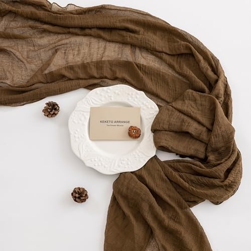 2Pcs Coffee Cheesecloth Table Runner 120 Inches for Party Home Decor - Image 5