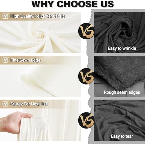 20x12ft Cream Backdrop Curtain Panels for Parties - Wrinkle Free Polyester Photo Curtain Backdrop Wedding Back Drop Fabric Drapes for Party Decorations Background for Photography - Image 5