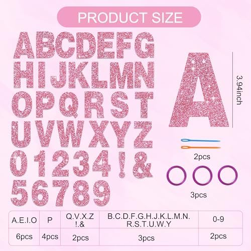 BEISHIDA Glitter Pink 116 PCS A-Z DIY Letter Custom Banner Party Decor - Image 2