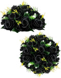 BLOSMON Black Rose Flower Balls for Table Centerpiece, 2 Pcs, Easy of Use by Blosmon