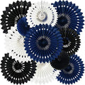 BEISHIDA Honeycomb Round Paper Fans Black Blue White Hanging Party Decor by Beishida