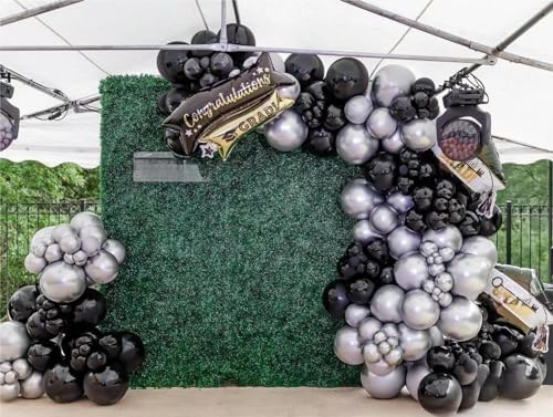 MEBAY Black Silver Balloons Garland Arch Kit, 146Pcs Latex Balloons Different Sizes 18 12 10 5 Inch for Party Decorations, Wedding Backdrop, Birthday, Graduation - Image 5