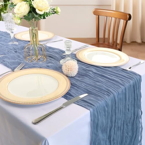 6 Pack 10Ft Dusty Blue Cheesecloth Table Runner 23 x 120 Inch - Image 2
