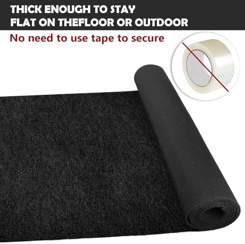 Extra Thick Black Carpet Runner 3 x 15Ft, Non-Slip TPR Rubber Backing, 450 GSM Heavy-Duty Aisle Runner Black Runner Rug for Wedding Ceremony, Hollywood Party, Graduation & Award Events - Image 4