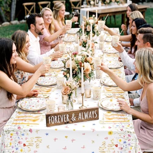 Funnymoom 452 Pcs Wildflower Bridal Shower Party Decorations for 50, Miss to Mrs Bridal Shower Paper Plates Napkins Cups Tablecloth Cutlery Straws for Love in Bloom Wedding Bachelorette Party Supplies - Image 6