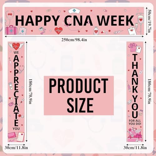 Smoothnovelty 3 Pcs Pink Happy CNA Week Banner - Image 2