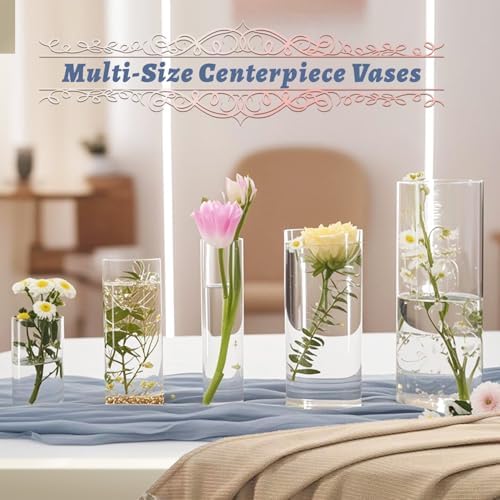 30pcs 11.8Inch Large Size Glass Vase Cylinder for Centerpieces Small Flower Glass Clear Home Decor Centerpiece Table Flower Vase Decorations for Wedding＆Holiday 6,7.9,10,10,11.8Inch Tall - Image 6