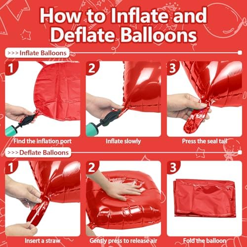 NISOCY 36PCS Metallic Red Square Foil Balloons Wall Backdrop - Image 3