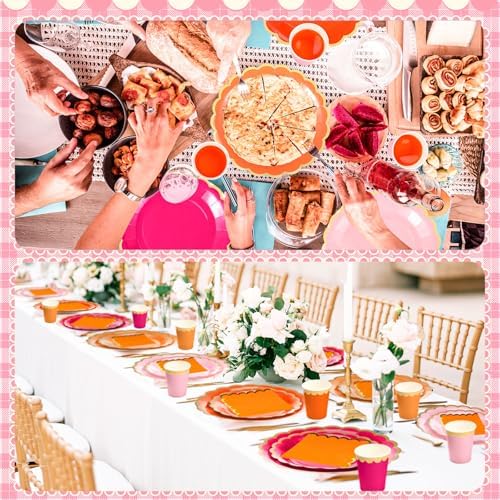 Mimorou 169 Pcs Pink and Orange Plates and Napkins Party Supplies - Image 6