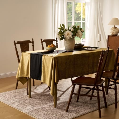 Gold and Black Velvet Tablecloths Rectangular: Luxury Christmas Table Cloth - Image 4