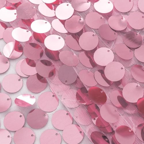 Pufogu 12 "x 108" Pink Premium Big Payette Sequin Overlay Linens mesh Table Runner, Rectangle Glitter Table Runner for Wedding Party, Birthday Party, Banquet Decor (3 Pack). - Image 3