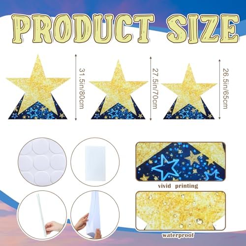 Leinuosen 3 Pcs 25.8"-31.5" Star Starry Night Movie Night Party Decorations Under The Stars Cardboard Cutout Stand-up Twinkle Little Prom Award Homecoming Wedding Birthday Party Photo Prop Backdrop - Image 2
