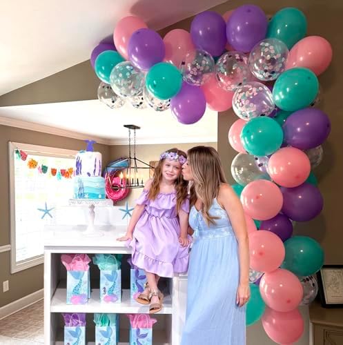 Mermaid Balloons Pink Purple Party Balloon, 50 Pcs 12 Inches Purple and Pink Teal Blue Latex Balloons for Ocean Sea Themed Birthday, Under The Sea Party Decorations - Image 6