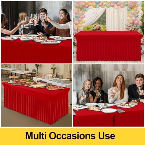 Smiry 2 Pack Spandex Elastic Fitted Table Cloth Skirt for 6FT Table - Image 5