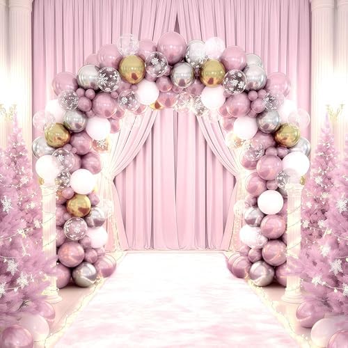 Pink White Winter Wonderland Snowflake Balloons Set, Metallic Light Pink Gold Silver White Snowflake Confetti Balloons for Girl Christmas Birthday Winter Onederland Baby Shower Xmas Party Decorations - Image 6