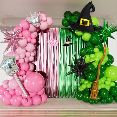 Pink and Green Balloon Garland Arch Kit, Witch Themed Party Decor by Haolongfa