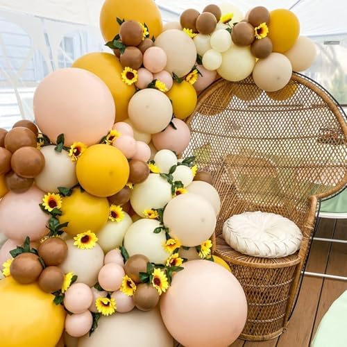 Fall Balloon Arch Kit, 121Pcs Thanksgiving Balloon Garland, Yellow Brown Beige Ivory Apricot Khaki Balloons for Autumn Fall Birthday Harvest Baby Shower Bee Sunflower Theme Party Decorations - Image 5