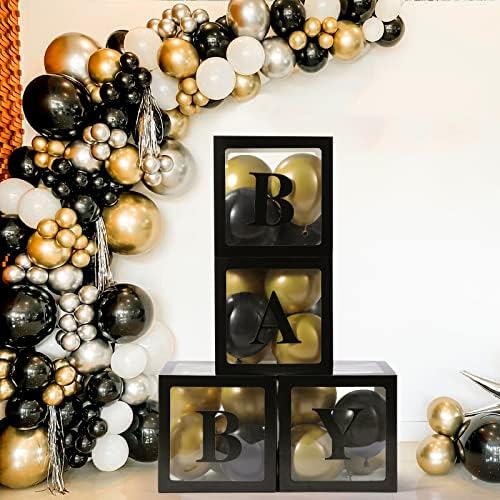 Voircoloria Baby Boxes with Letters, Black, 4 Transparent Balloon Boxes - Image 5