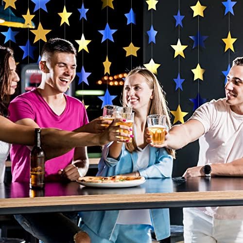 Patelai 130 ft Star Garland Banner Decor,Blue, Gold - Image 6