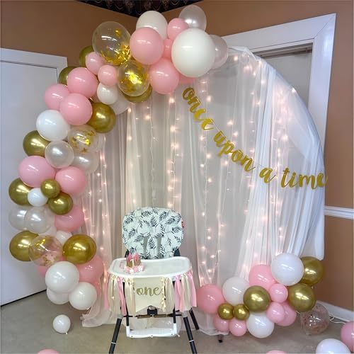 Pink Gold Balloons Set, 60Pcs 12 Inch Pastal Baby Pink Metallic Gold White Balloon with Gold Confetti Latex Balloons for Girls Women Birthday Wedding Baby Bridal Shower Party Decorations Supplies - Image 4