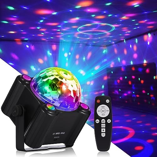 YINPKTEO Party Lights Disco Ball Light,Dj Disco Light Sound Activated LED Light 6 Colors for Home Room Dance Parties Birthday Karaoke Halloween Christmas Wedding Show Club Decorations by YINPKTEO