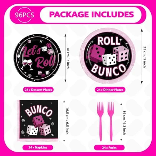 96Pcs Dice Party Supplies Card Game Birthday Decorations Serves 24 - Image 5