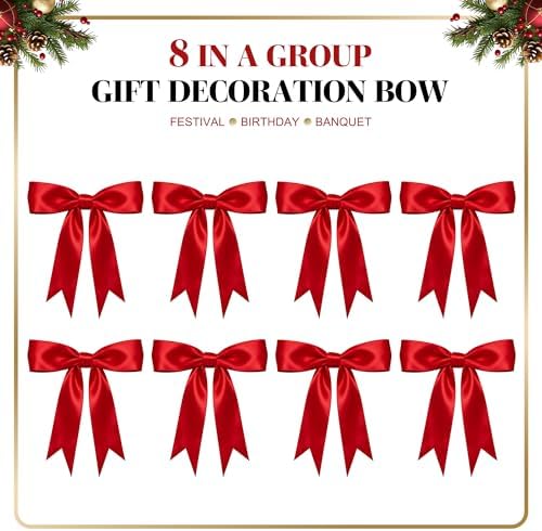 2 Strings Red Bow Garland Banner Decorations, Christmas Tree Decorations - Image 5