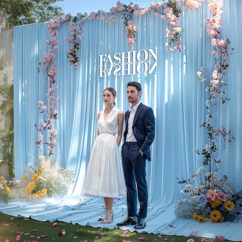 30x10ft Blue Backdrop Curtain Panels for Parties - Wrinkle Free Polyester Photo Curtain Backdrop Wedding Back Drop Fabric Drapes for Party Decorations Background for Photography - Image 7