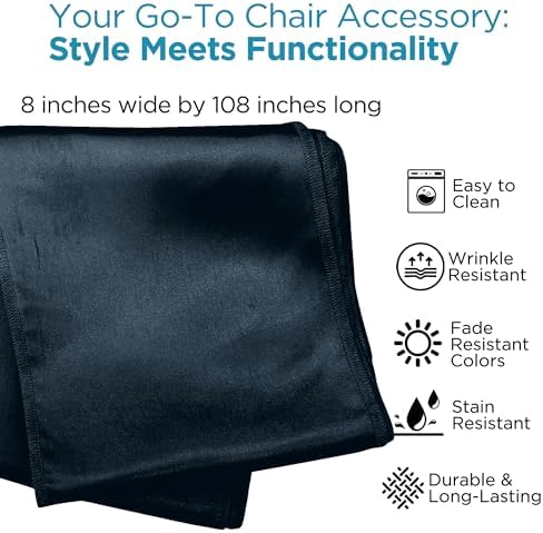 Leading Linens 10 pcs Black 108"x8" Satin Bow Sash Chair Cover Decoration - Image 2