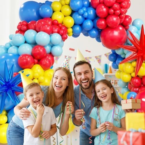 Blue Red Yellow Balloon Arch Kit, Assorted Colorful 18 12 10 5 Inch, Different Sizes Party Balloon Garland Kit for Baby Shower, Birthday, Gender Reveal, Anniversary, Easter, Prom Decoration - Image 4