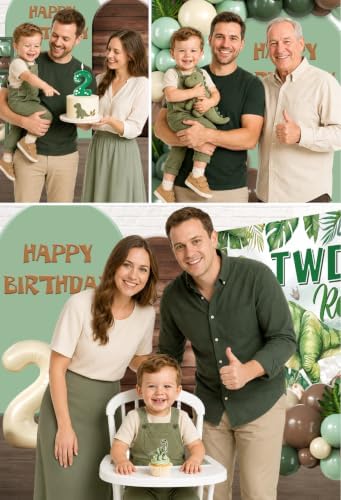 286 pcs Two Rex Birthday Decorations Boy, All-in-One Dinosaur 2nd Birthday Decorations Set for 25 Guests with Balloon Arch, Candle, Banner, Tablecloth, Backdrop, Cupcake Toppers, Thick Plates - Image 6