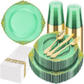 Hioasis 175 Pcs Clear Green Plates for Party by Hioasis
