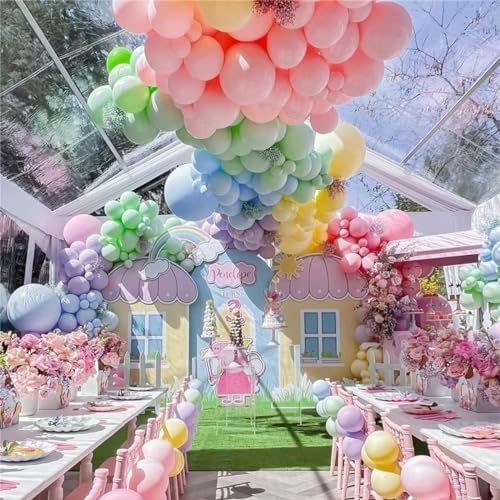 MEBAY Pastel Balloon Garland Arch Kit, 146Pcs Macaron Pink Blue Green Yellow Latex Balloons Different Sizes 18 12 10 5 Inch for Gender Reveal Baby Shower Wedding Birthday Party Decoration - Image 7